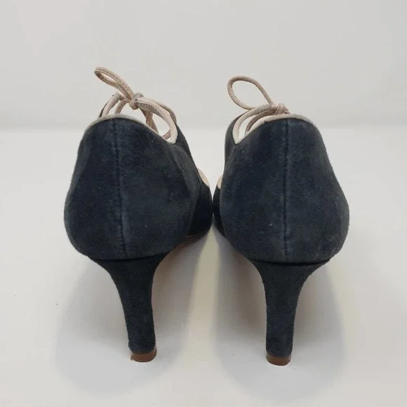 Boden Womens Lilli Gray Cream Suede Tassel Heels Mary Jane Mid Heel Round Toe - Picture 5 of 9